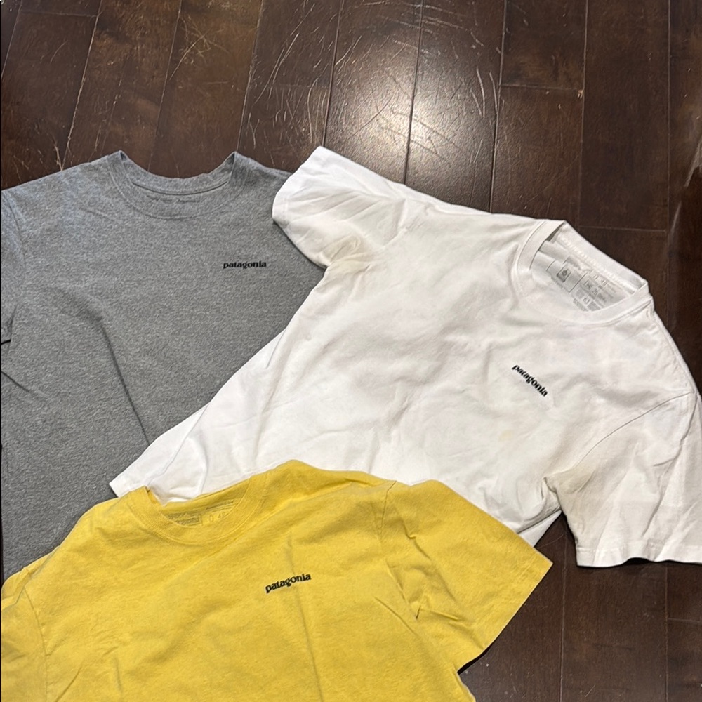 Patagonia Gray, White, and Yellow T-Shirts - ALL SIZE MEDIUM - 40 for all 3